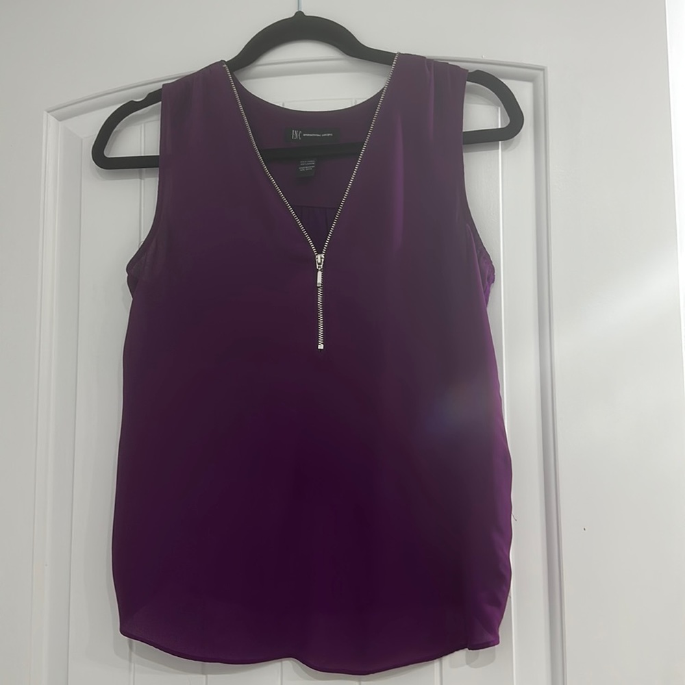 Purple half zipper tank top